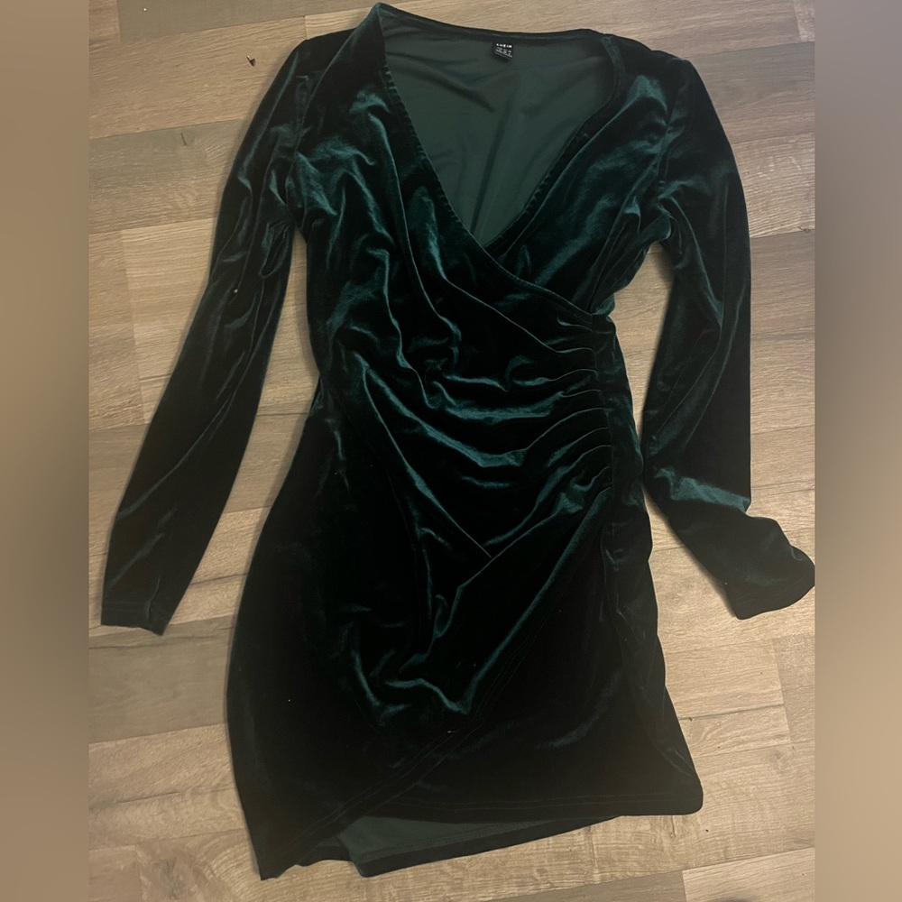 Green velvet shein dress